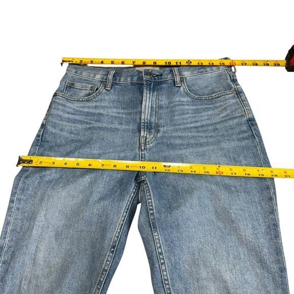 Everlane Womens The Kick Crop Jeans High-Rise Frayed Raw Hem Faded Blue Wash 29 - Picture 5 of 7